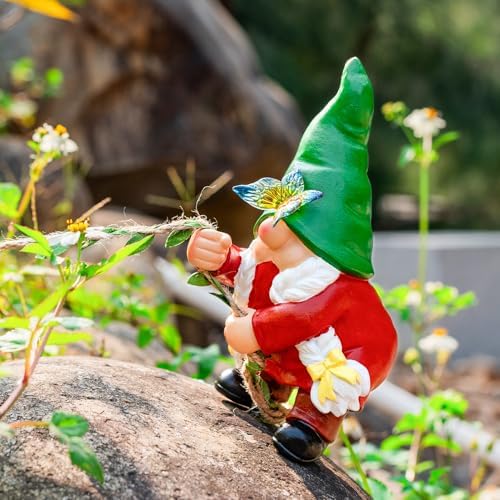 Hanging Gnome Garden Statue Climbing Garden Gnomes Lady with Butterfly Summer Decorations Tree Hugger for Outdoor Home Lawn Patio Yard Birthday Gifts for Mom Women - Image 4