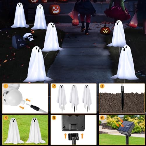 Halloween Decorations, 6 Pack Solar Ghost String Stake Lights 12.8 FT - Image 7