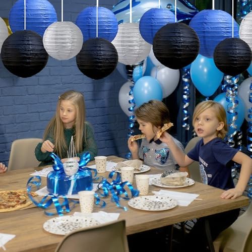 BEISHIDA Blue Black Silver Paper Lanterns 6/8/10/12 Inch Round Chinese Lamp - Image 5