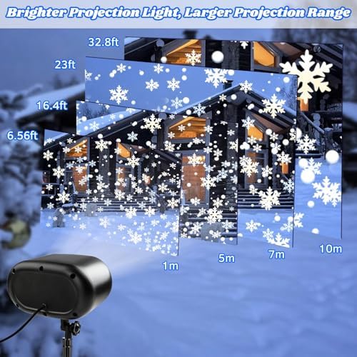 Christmas Projector Lights Outdoor - 2025 Upgrade Falling Vivid Snowflake 6 Bigger LED Waterproof & Adjustable Christmas Snowflake Projector Lights Indoor for Xmas Christmas Party - Image 3