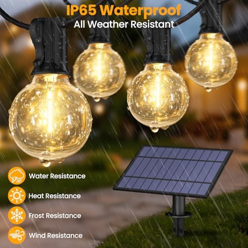 Mlambert 50FT(25FTx2) Solar String Lights with 20+2 LED G40 Bulbs, Black - Image 4