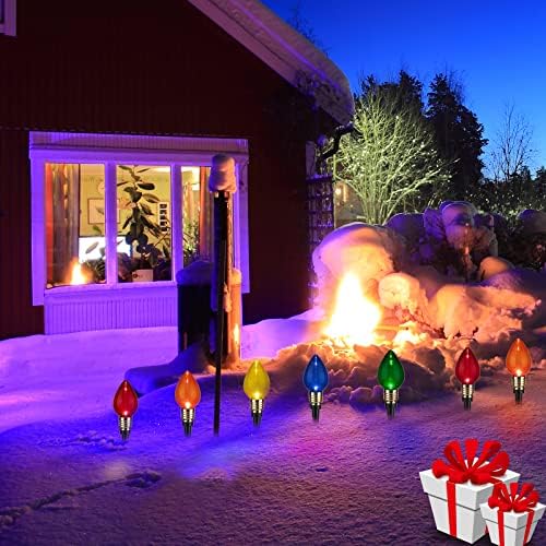 2 Pack C9 Christmas Pathway Lights Outdoor, Total 34.8Ft 20 LED Stake Light - Image 6