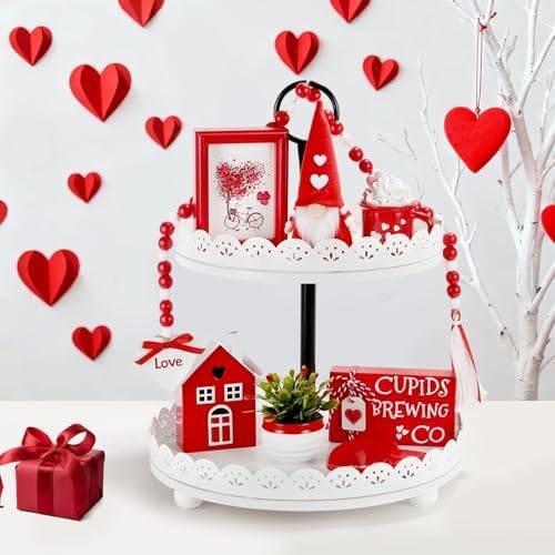 Valentine's Day Decorations for Home Office 8 PCS Tiered Tray Decor Set - Image 2