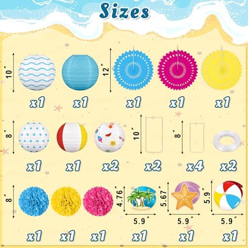 Renbuzhu 15Pcs Beach Party Decorations Pool Luau Summer Decor Set - Image 3