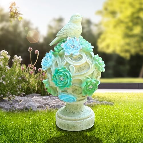 WONDER GARDEN Bird Statue with Solar Light, Resin Birds Figurines, Outdoor Dove Garden Statues, Waterproof Lawn Yard Patio Ornaments Statuary Decorations - Image 2