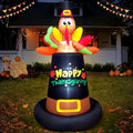 8FT Thanksgiving Inflatables Outdoor Decoration Inflatable Turkey Sits on Pilgrim Hat, Built in LED Lights Blow Up Yard Decorations for Fall Holiday Party Garden Lawn Décor by KOOY