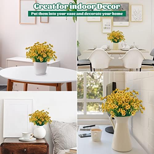 24 Pcs Artificial Flowers for Outdoor, Plastic Fake Flowers Decor, Yellow - Image 5