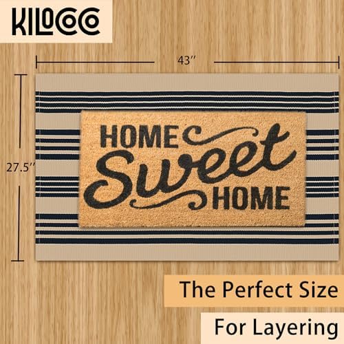 KILOCOCO Striped Rug 2.3'x3.6' Indoor Washable Rugs Front Door Mat, Brown - Image 2