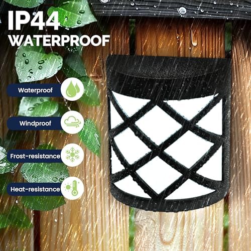 GIGALUMI 8 Pack Solar Fence Light Cold White Porch Solar Powered Decor Outdoor Waterproof Wall Fence Lights for Garden, Yard, Patio, Front Door, Garage - Image 5