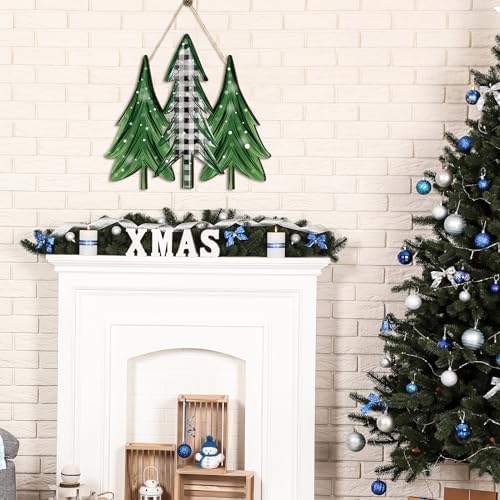 Boao Christmas Tree Door Decor Christmas Wooden Sign Door Hanger - Image 4