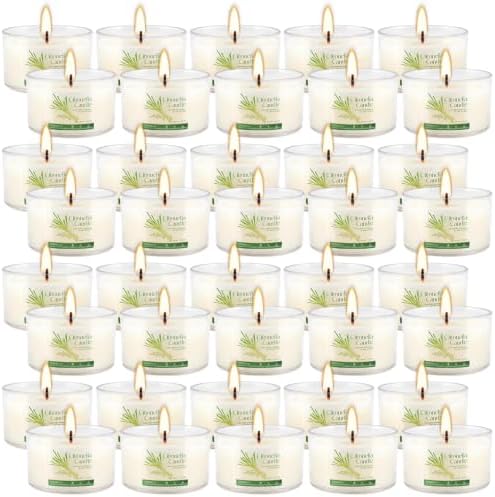 40 Pack Citronella Candles Bulk, Long Burning Portable Travel Size Soy Wax Candles with Natural Citronella Oil, Small Acrylic Jar Candle Set for Patio, Backyard, Camping, Indoor Outside by fclayvts