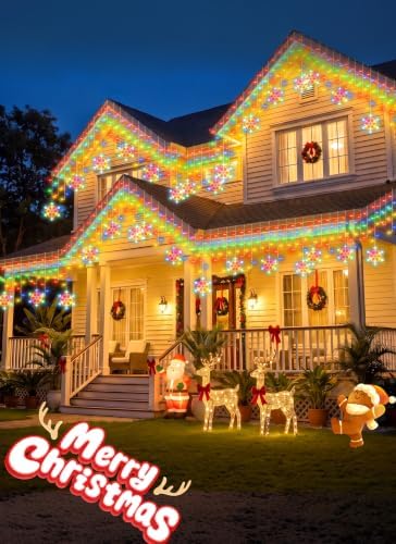 Minetom Icicle Lights Outdoor with Snowflake, 20FT 200 LED Icicle Light - Image 3
