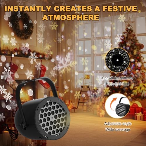 LED Christmas Projector Lamp, 16-Pattern HD Snowflake Light, USB-Powered mini ABS Projector, Indoor Outdoor Home Decor for Living Room Bedroom Party - Image 3