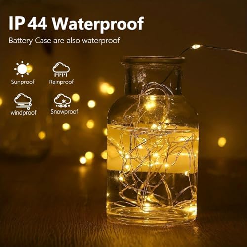 2 Pack Fairy Lights Battery Operated Twinkle Lights with Remote Warm White - Image 3