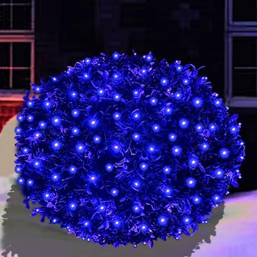 HISHINY LED Blue Christmas Net Lights Outdoor Christmas Decorations 5ftx5ft 100LED Green Wire,Connectable Outdoor Indoor Yard Mesh Shrub Net Lights String for Halloween Chritmas Party,Tree,Bush(Blue) by HISHINY