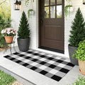 KOZYFLY Buffalo Plaid Rugs 2x4.3 Ft Black and White Rug Front Door Mat by KOZYFLY