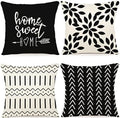 YCOLL Pillow Covers 22x22 Set of 4, Modern Sofa Throw Pillow Cover, Decorative Outdoor Linen Fabric Pillow Case for Couch Bed Car, Black by PillowCoversExpert