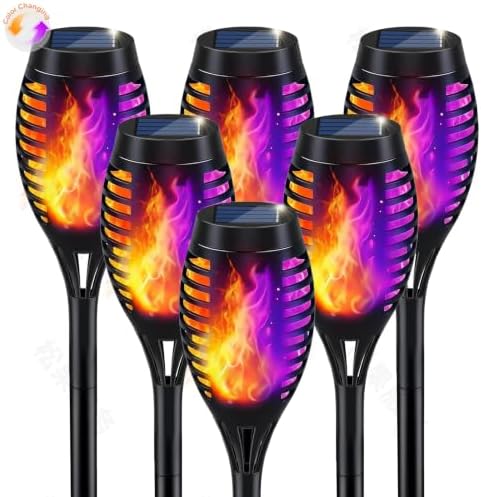Orange & Purple Flickering Flame Halloween Solar Lights for Halloween Decor by IkeeRuic