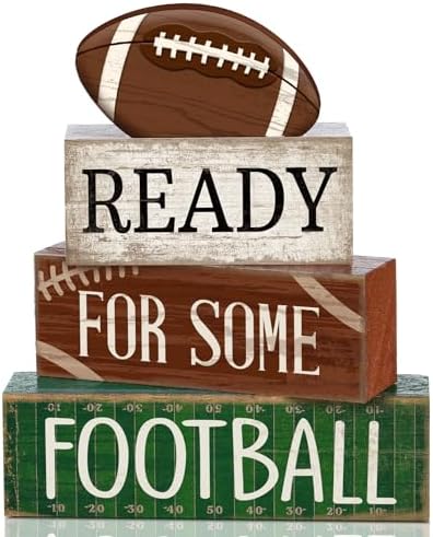 Yuntau 4 Pcs Fall Football Decorations for Home Farmhouse Tiered Tray Decor by Yuntau