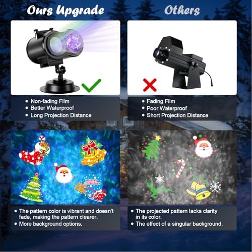 HAKUTA Christmas Projector Lights,HD Wave Ocean Effect LED Projector with 16pc Slides Patterns and Remote Control for Christmas, New Year, Birthday, Halloween, Thanksgiving Decor - Image 4