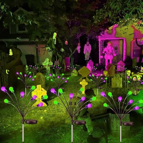 OZS 6Pack 48LED Solar Firefly Halloween Lights Outdoor for Party Decor - Image 5