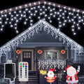 Ollny Icicle Lights for Outside 504LED 41FT, Cool White Christmas Light with Remote 8Modes Timers Waterproof, Plug in Connectable Hanging Lights for Outdoor Indoor House Roof Holiday by Ollny