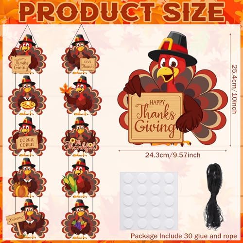 Yaomiao 2 Sets Thanksgiving Welcome Porch Banner Hanging Decoration Sign - Image 2