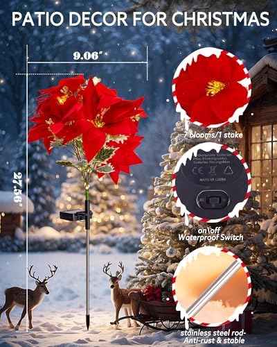 2 Pack Solar Christmas Flower Lights-IP65 Waterproof XS Pathway Lights - Image 5