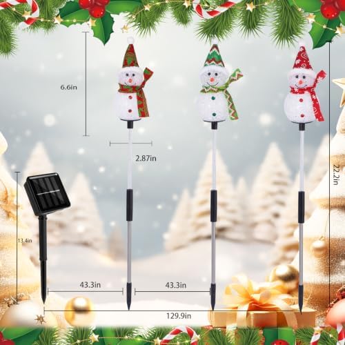 Solar Christmas Snowman Pathway Lights Outdoor Decoration, 3 Pack - Image 2