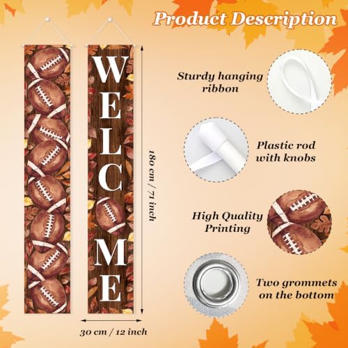 Fall Welcome Banner Porch Sign Football Banner Front Door Outdoor Decor - Image 3