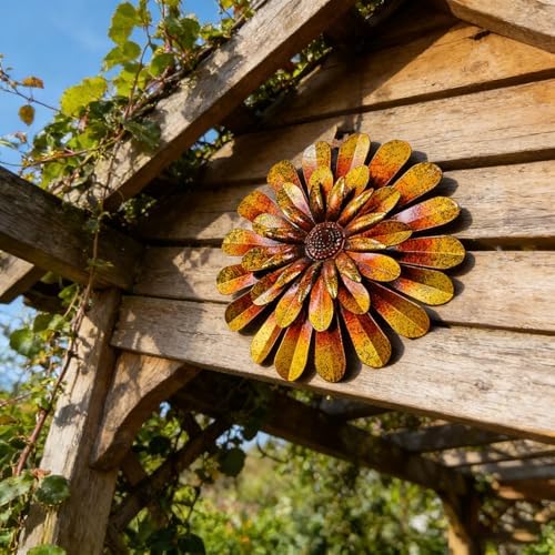2 Pack Metal Flower Wall Decor, Hand-Painted Farmhouse Hanging Wall Art - Image 4