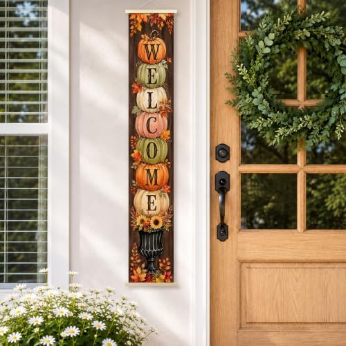 Welcome Fall Autumn Porch Door Banner Wall Decorations 8x47 - Image 2