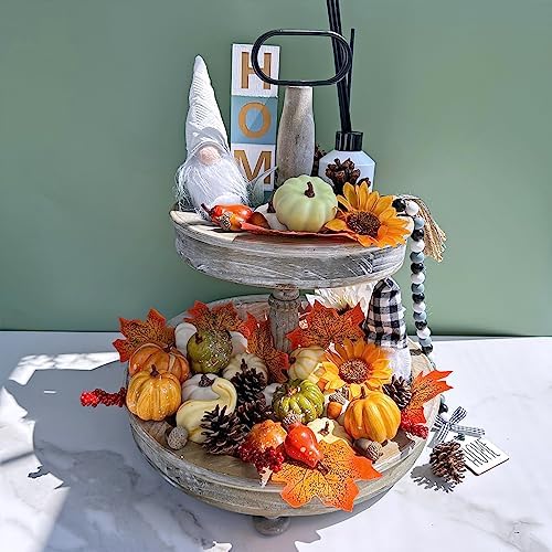 Winlyn 60 Pcs Assorted Small Artificial Pumpkins and Gourds with Acorns Pinecones Maple Leaves Sunflowers Fall Harvest Decoration Set for Thanksgiving Halloween Bowl Filler Table Centerpiece Wreaths - Image 4