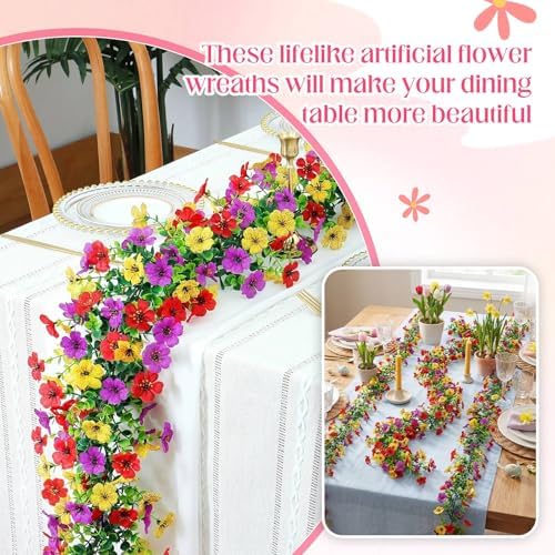 2 Pcs 6 ft Artificial Flowers Wisteria Garland, Multicolor - Image 3