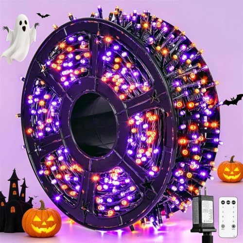 JMEXSUSS 1000LED Orange and Purple String Lights, Halloween Lights Plug in by JMEXSUSS