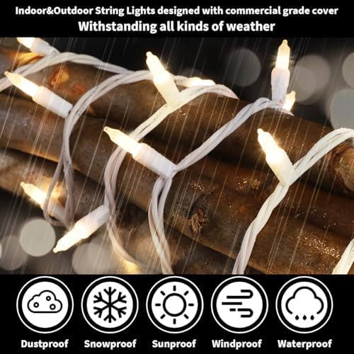 LAMPHOME 100 Count White Frost Christmas Lights,Mini Clear Lights 21ft White Wire Christmas Tree String Lights Set for Outdoor Indoor Christmas Decorations Wedding Decorations Valentines Day Decor - Image 4