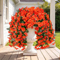 Sggvecsy Artificial Fake Hanging Flowers Plants for Outdoor Outside Spring Summer Decoration 2PCS Faux Silk UV Resistant Realistic Morning Glory Trailing Vines for Home Porch Patio Balcony(Orange) by Sggvecsy