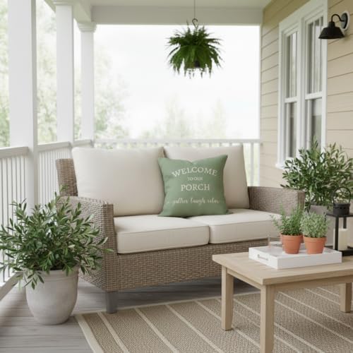PANDICORN Outdoor Decorative Throw Pillow Covers 18x18 Set of 2, Sage Green - Image 3