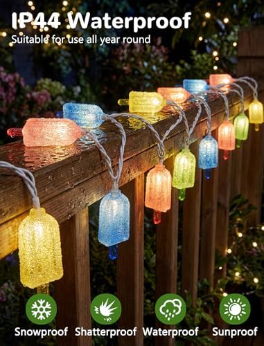 10 LED Popsicle String Lights, Multicolor Ice Cream with 10 Mini LED Bulbs, Indoor Outdoor Plug in Fairy Lights for Christmas Wedding Home Bedroom Summer Patio Decor, White Wire - Image 2