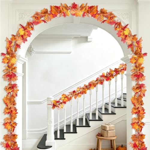 Ammyoo Fall Artificial Maple Leaf Garland with Fake Halloween Decor Fruit - Image 7
