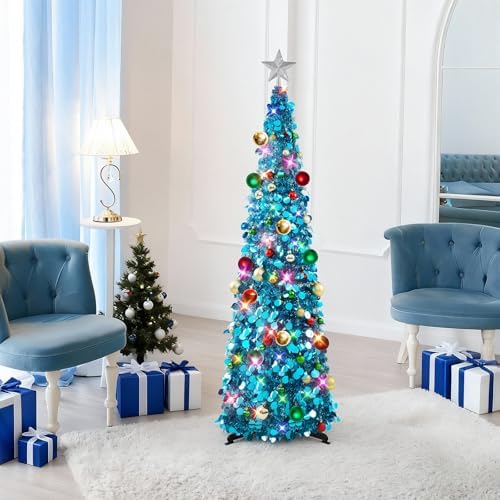 N&T NIETING Pop Up Christmas Tree with Lights & Ornaments, Blue, 3FT - Image 2