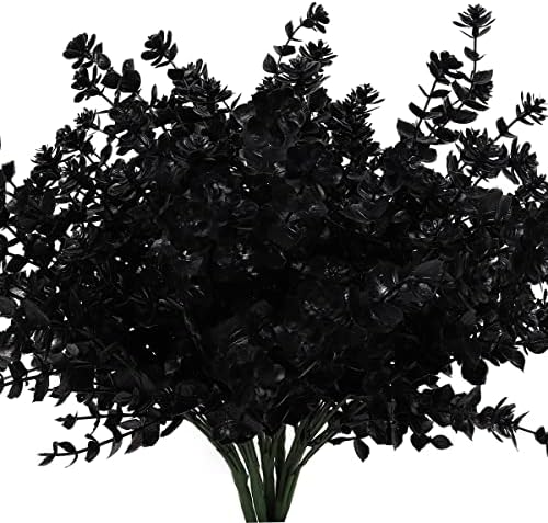 RECUTMS Black Artificial Flowers,Fake Fall Outdoor UV Resistant Plants,8Pcs by RECUTMS
