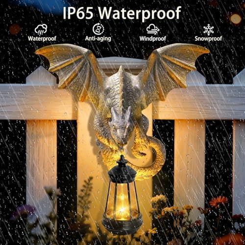 Solar Dragon Tree Hugger Garden Statue, Wall Hanger Dragon Figurine Decor - Image 6
