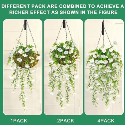 4PCS Artificial Hanging Flowers 276 Heads Faux Petunias with Eucalyptus - Image 5