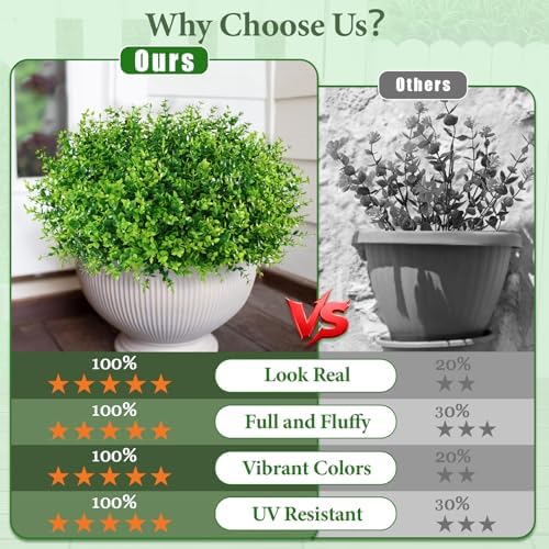 Yastouay Artificial Flowers for Outdoors UV Resistant, 22 Bundles Green Realistic Fake Outdoor Flowers Fake Plants, Faux Flowers for Outdoor Planters Front Porch Garden Window Box Farmhouse Decor - Image 2