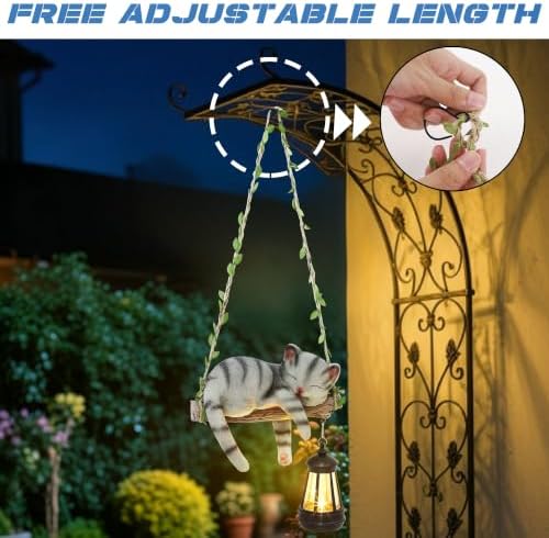Solar Lighted Garden Outdoor Statue, Hanging Swing Lying Style - Image 5