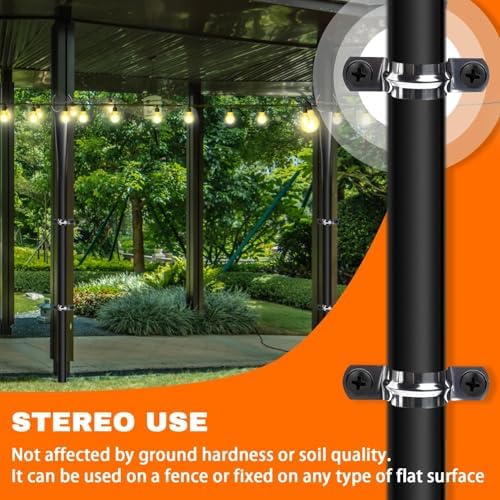 4 Pack 10Ft String Light Poles, Metal Poles with Fork for Outside Lights, Outdoor Metal Light Stand with Fence Brackets Hanging Lights for Garden Patio Wedding Backyard - Image 3