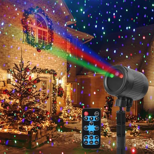 Laser Christmas Projector Lights Outdoor,3-Color (RGB) Wide Coverage Holiday Projector Lights with Timer and Memory Function,IP65 Waterproof, Suitable for Outdoor House Decorative Lights. by Unknown