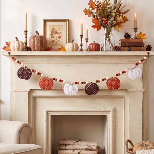 6.56 ft Fall Pumpkin Garland 3D Fabric Autumn Decor for Home - Image 3