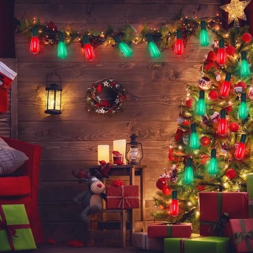 GOOTHY LED ST40 Red and Green Outdoor String Lights, 45FT Patio Lights Waterproof with 30 LED Red Green Shatterproof Bulbs, Hanging Outdoor Light for Home Party Backyard Garden Christmas Decorations - Image 6